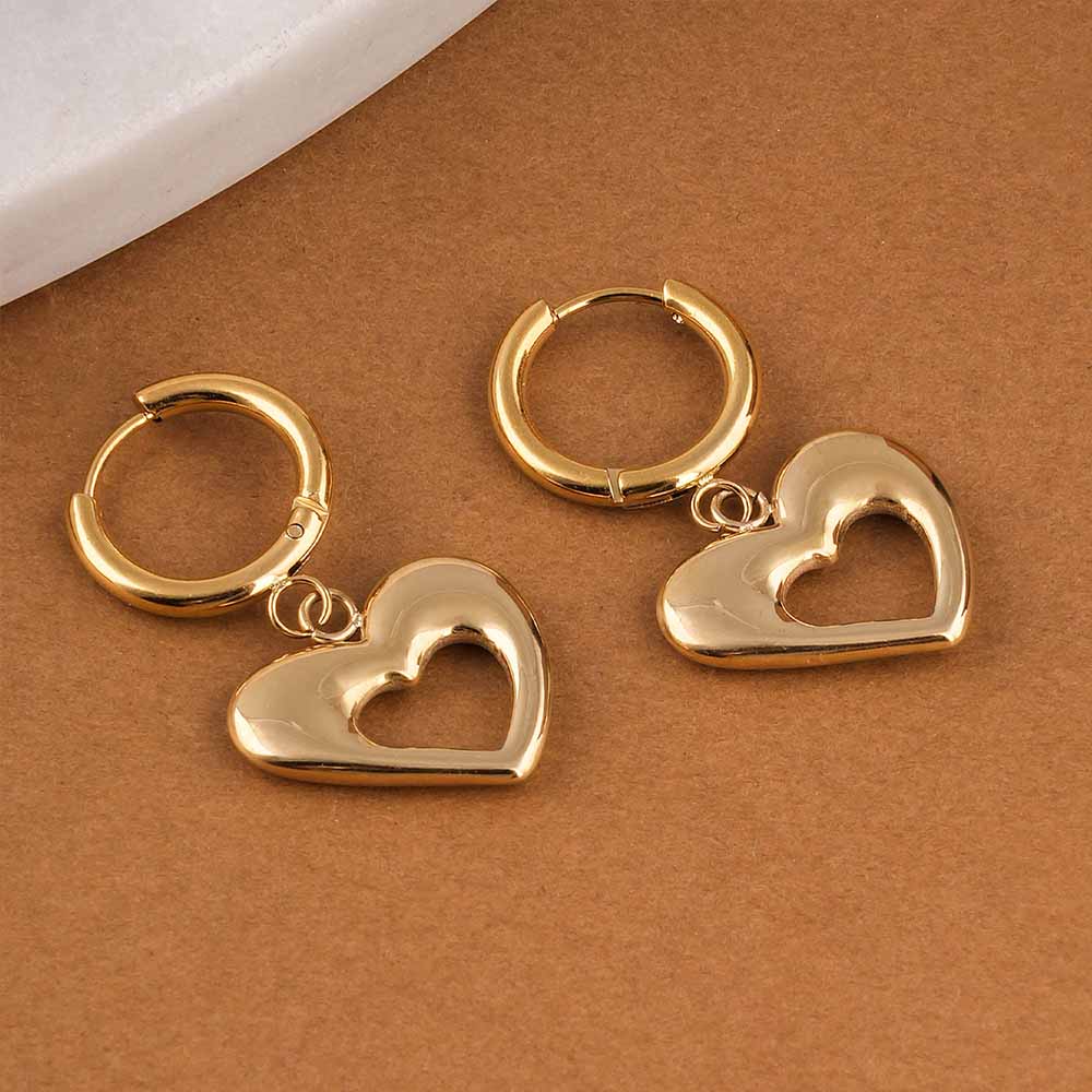 Dangling Heart Hoop Earrings