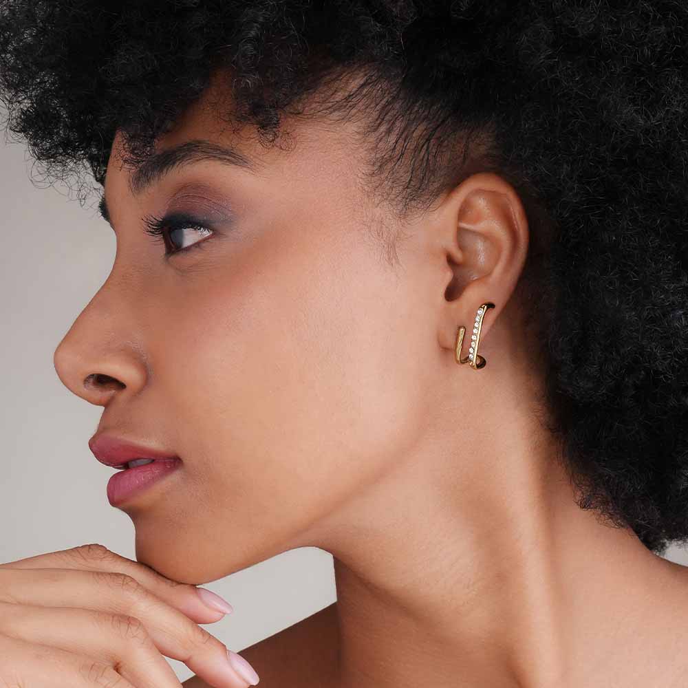 Golden Arc Sparkle Earrings
