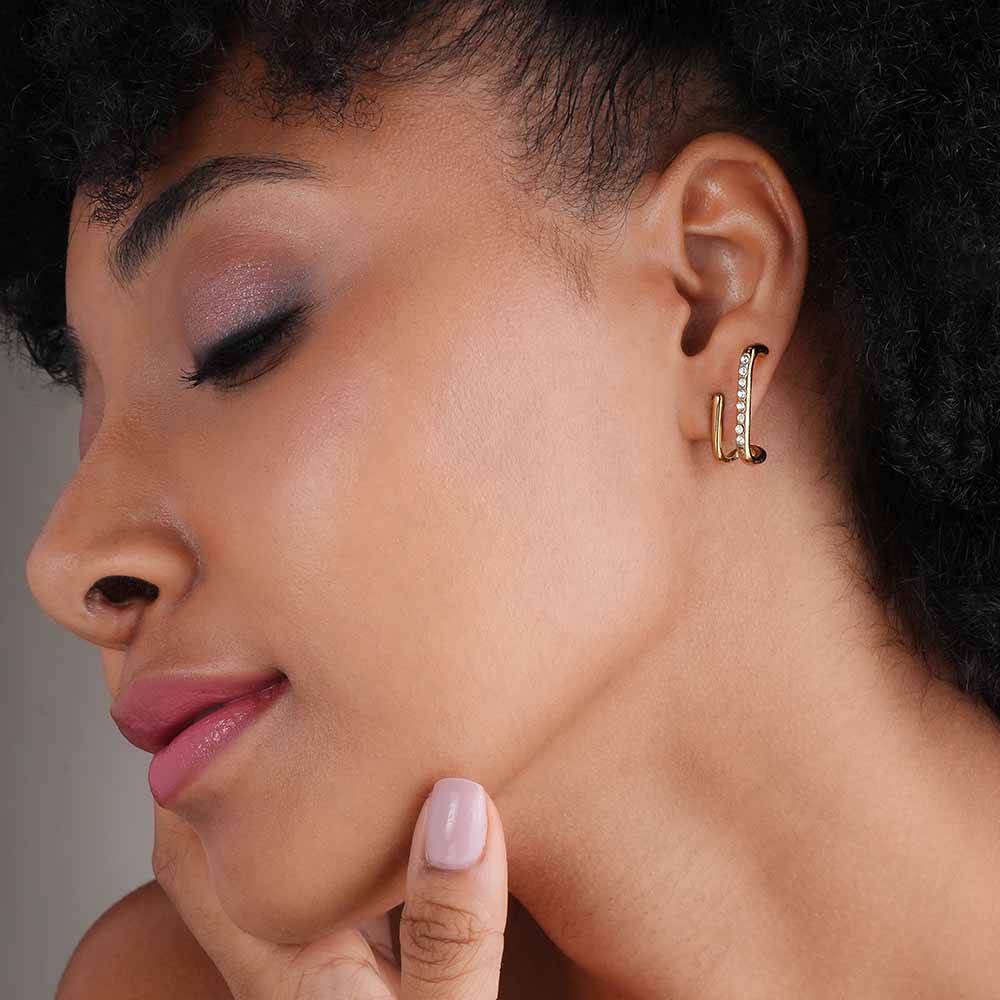 Golden Arc Sparkle Earrings