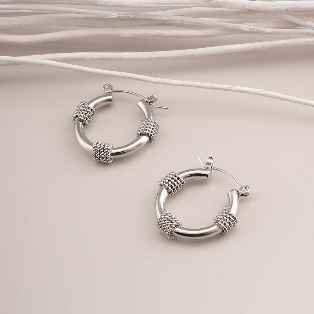 Lustre Links Silver Hoop Earrings