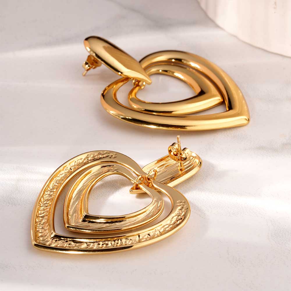 Twin Heart Drop Earrings