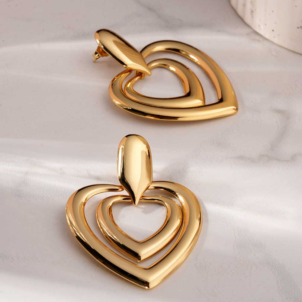 Twin Heart Drop Earrings