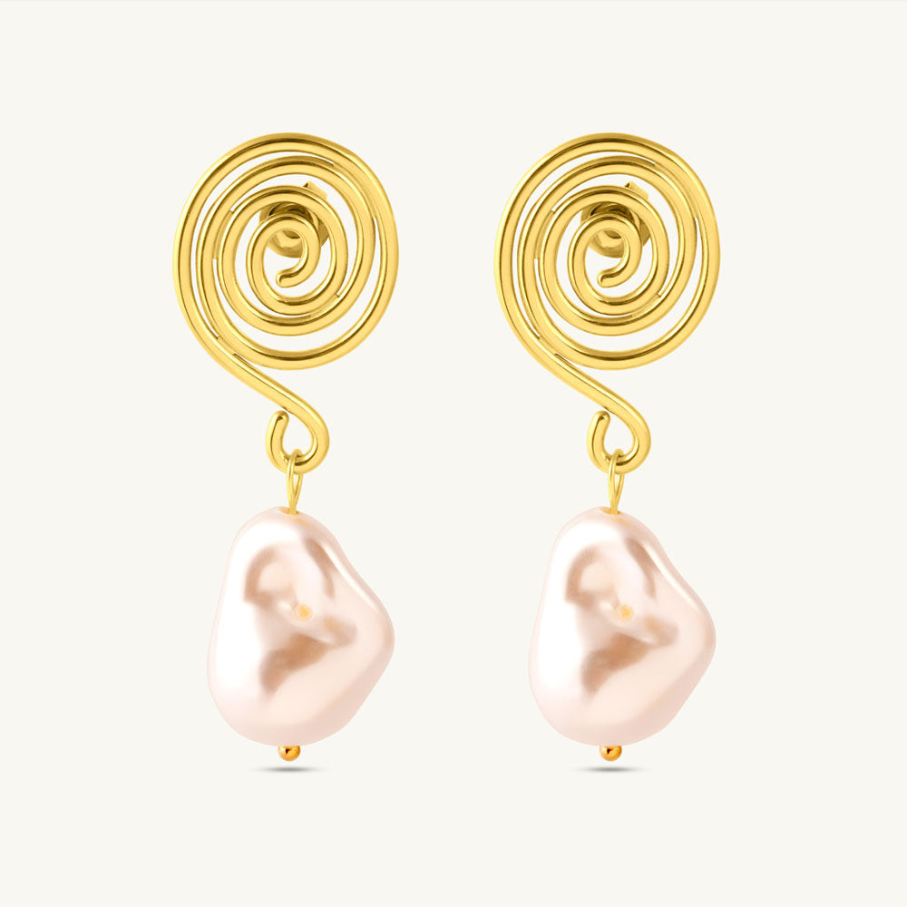 Swirl Pearl Drop Earrings