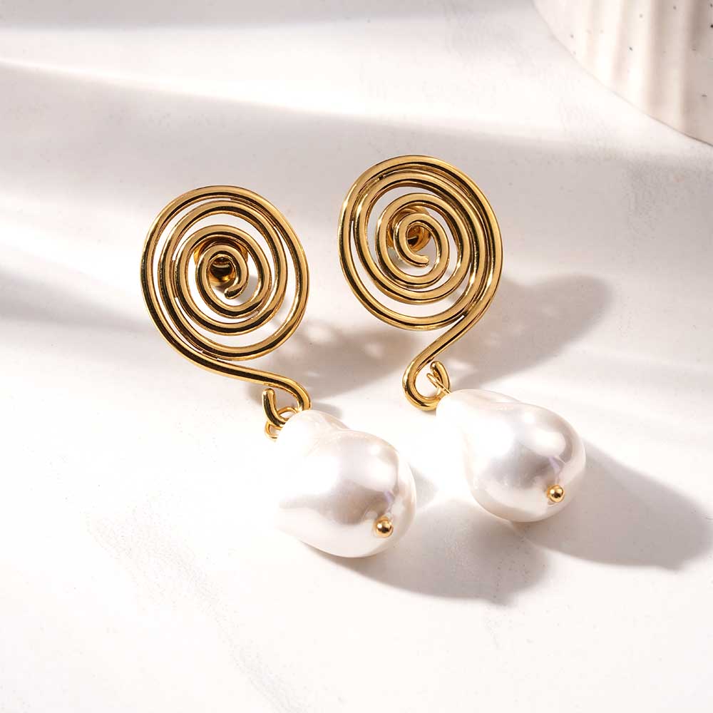 Swirl Pearl Drop Earrings