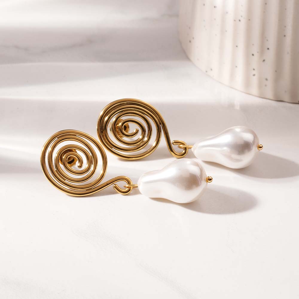 Swirl Pearl Drop Earrings