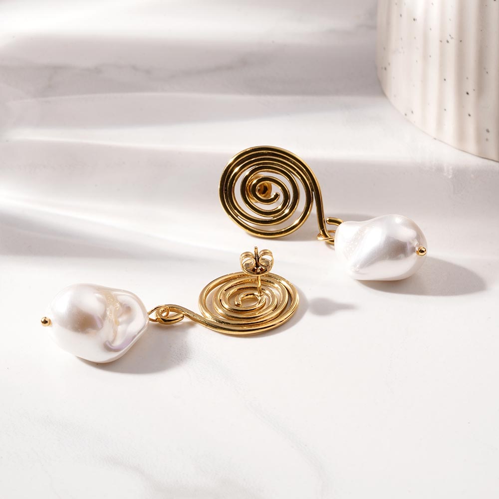 Swirl Pearl Drop Earrings