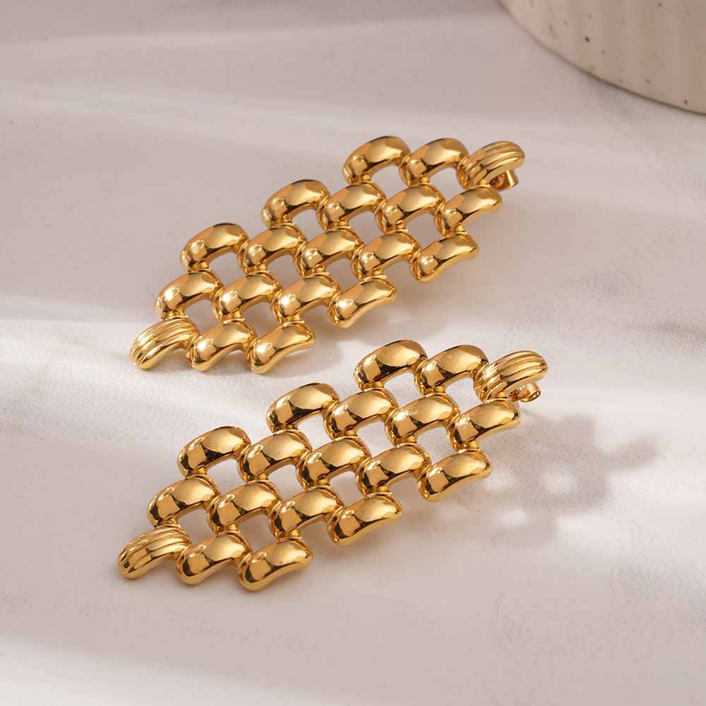 Hexagonal Grid Drop Earrings