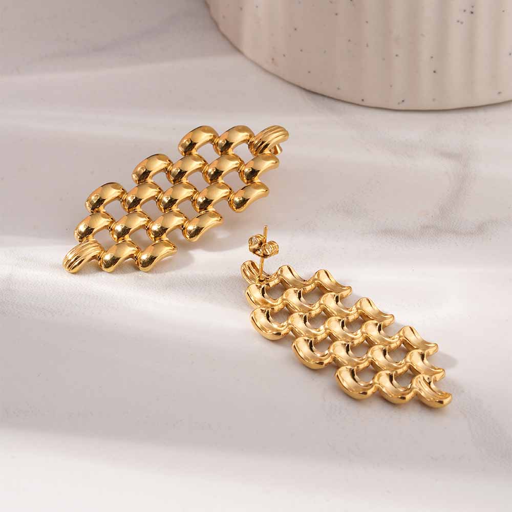 Hexagonal Grid Drop Earrings