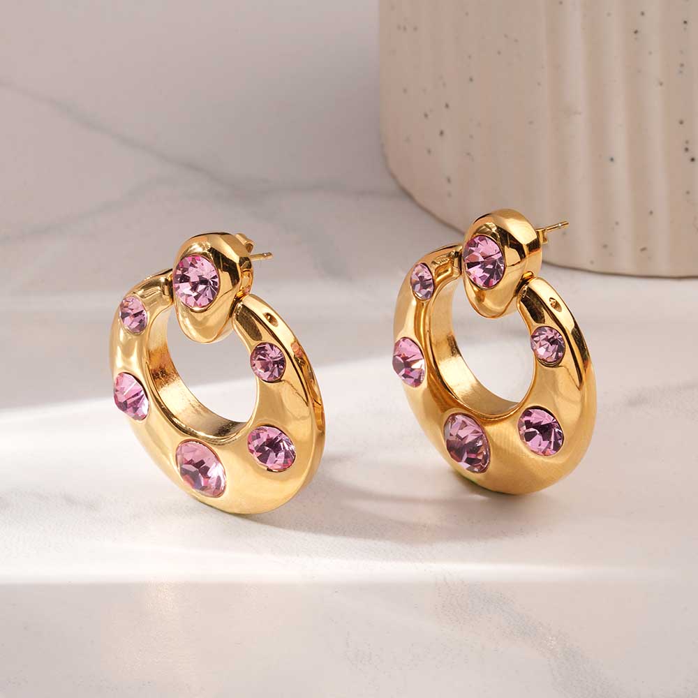 Luxe Pink Gem Drop Earrings