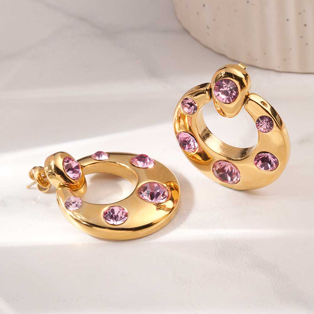 Luxe Pink Gem Drop Earrings