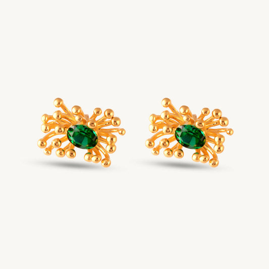 Gold Burst CZ Stone Earrings