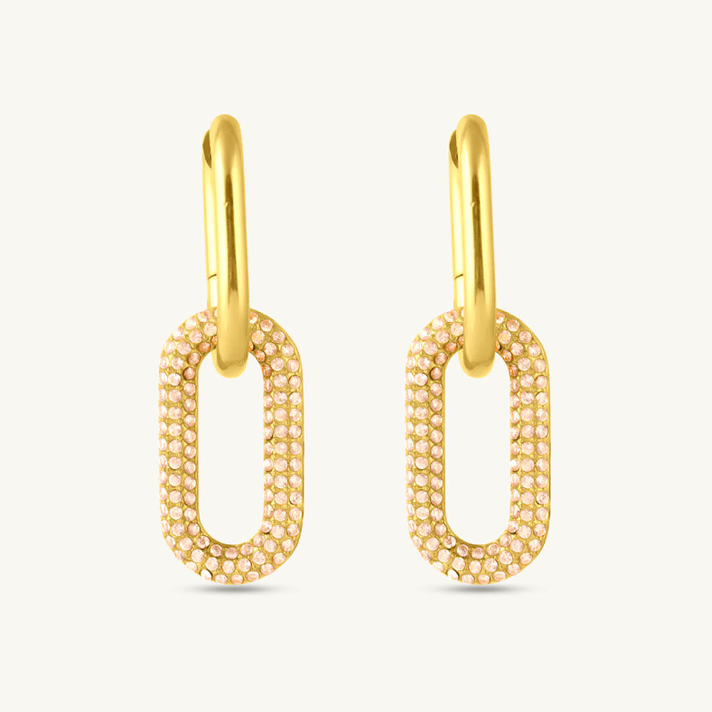Interlock CZ Stone Dangle Earrings