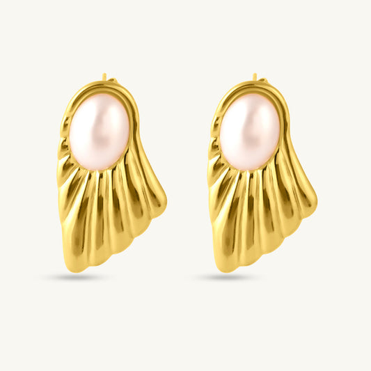 Feather Peal Drop Earrings