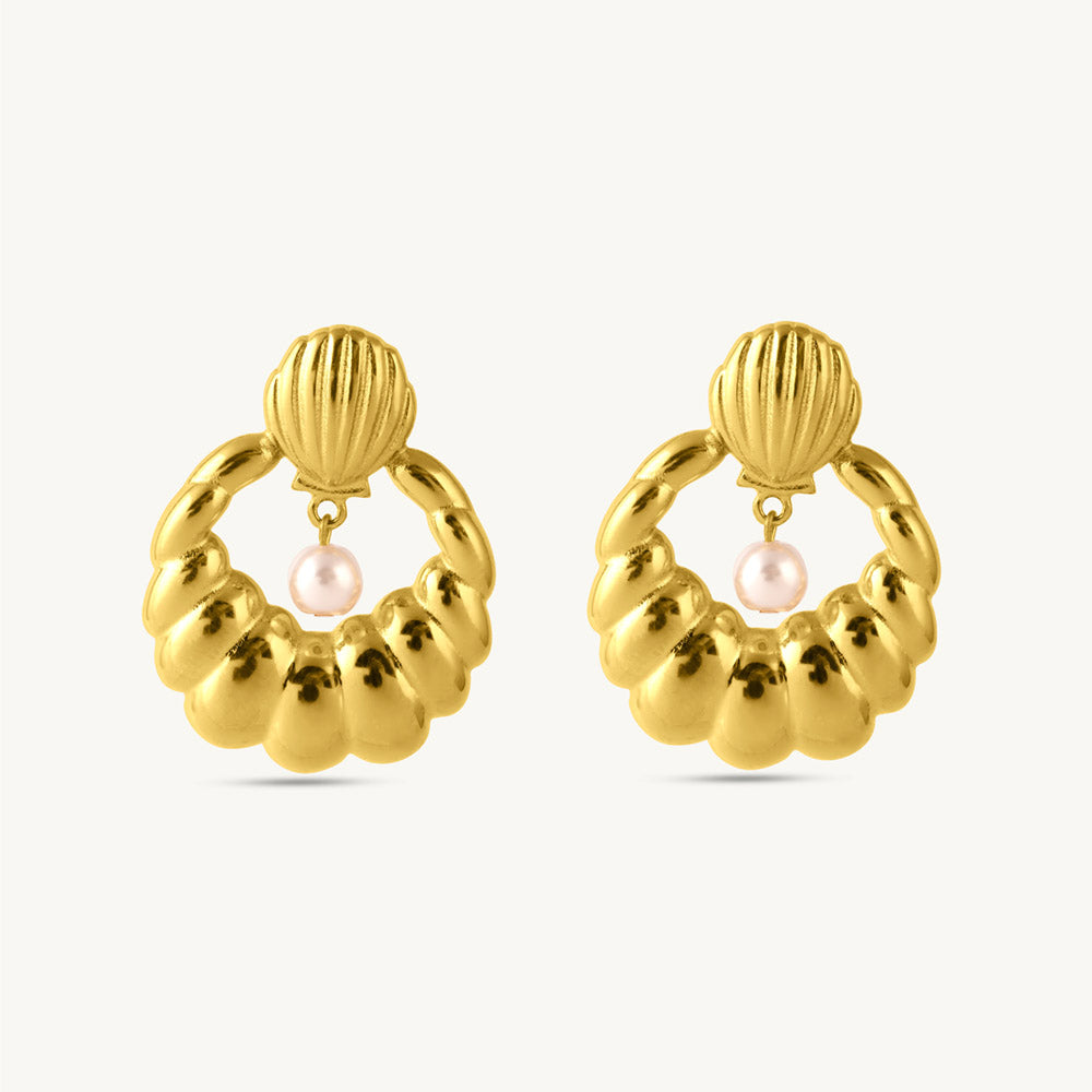 Sculpted Oyster Pearl Drop Earrings