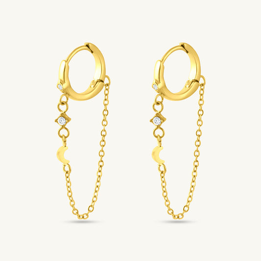 Hoop & Dangling Chain Earrings