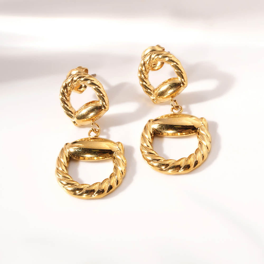 Textured D Drop Earrings