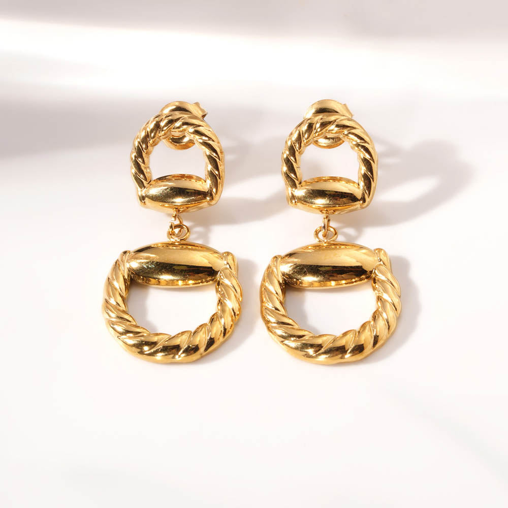 Textured D Drop Earrings