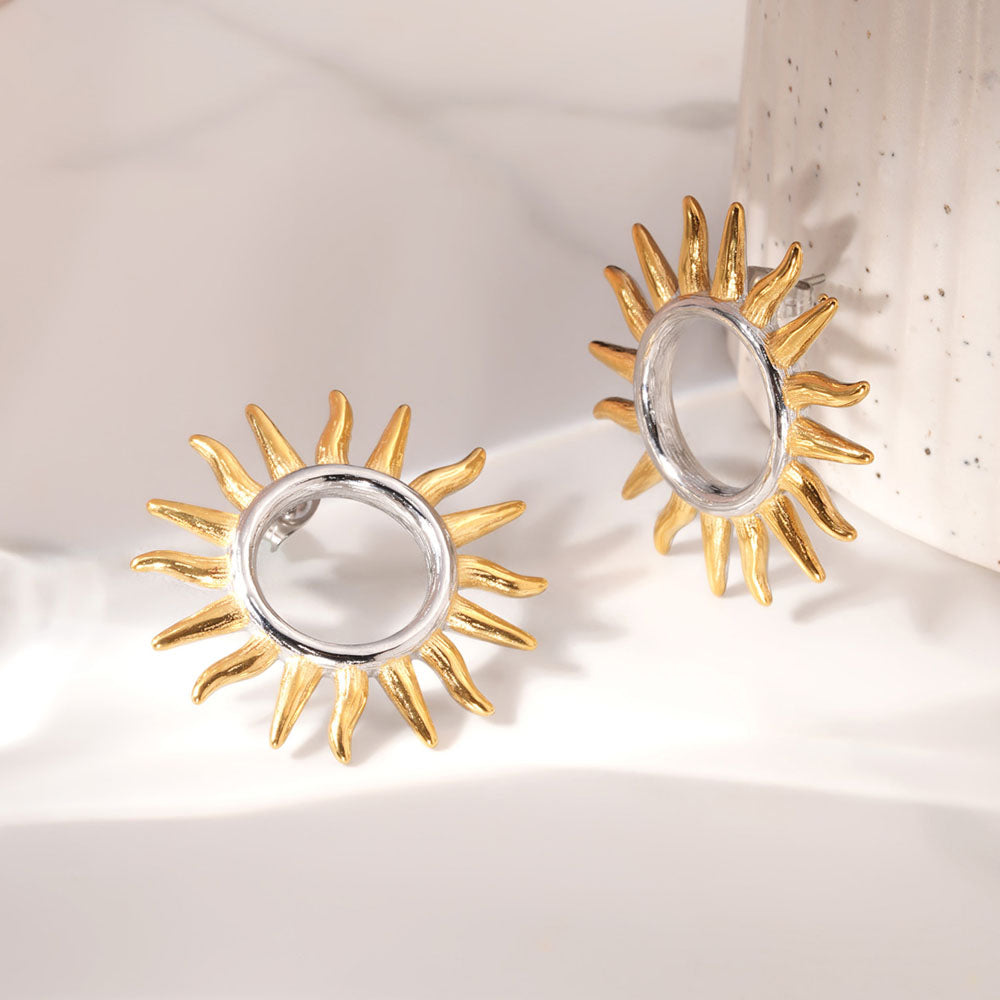 Multi Tone Sun Stud Earrings