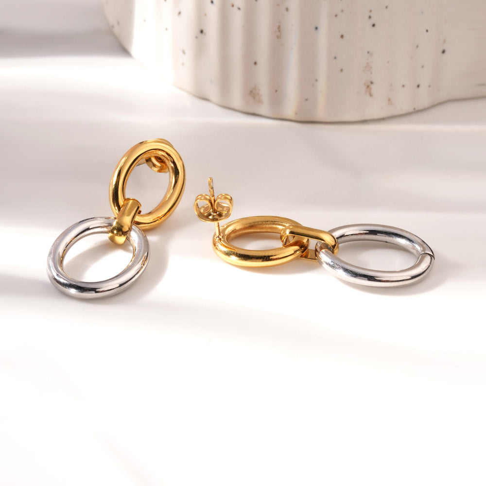 Interlock Oval Drop Earrings