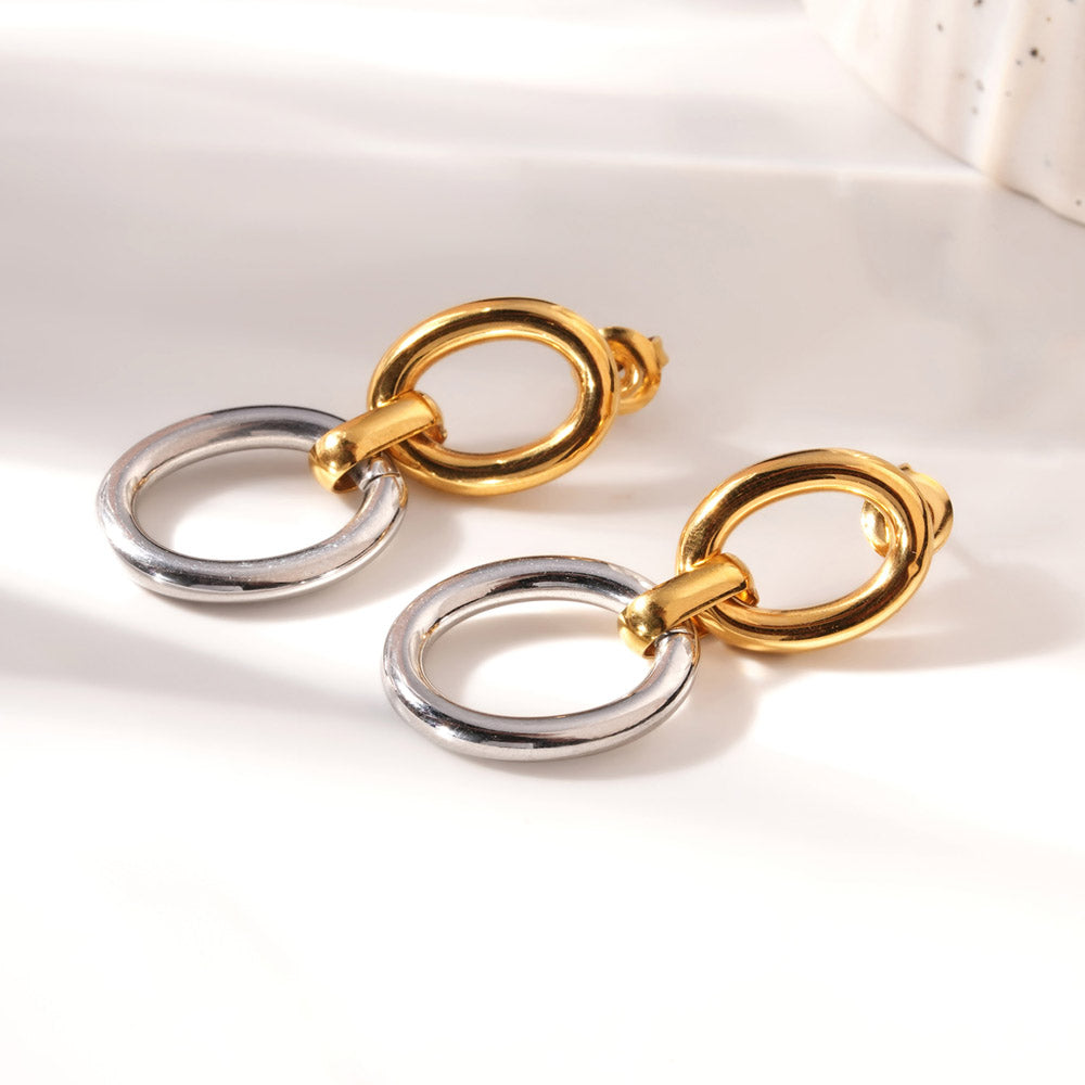 Interlock Oval Drop Earrings