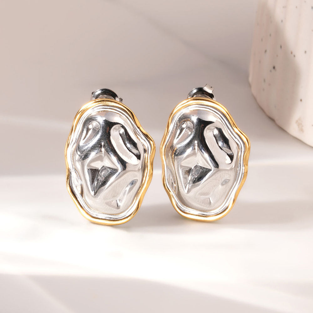 Hammered Stone Stud Earrings