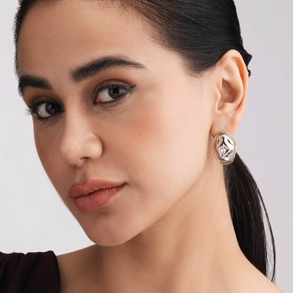 Hammered Stone Stud Earrings