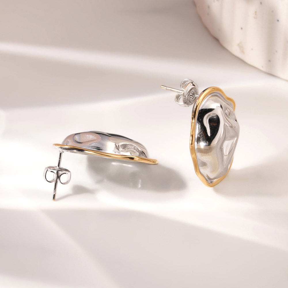 Hammered Stone Stud Earrings