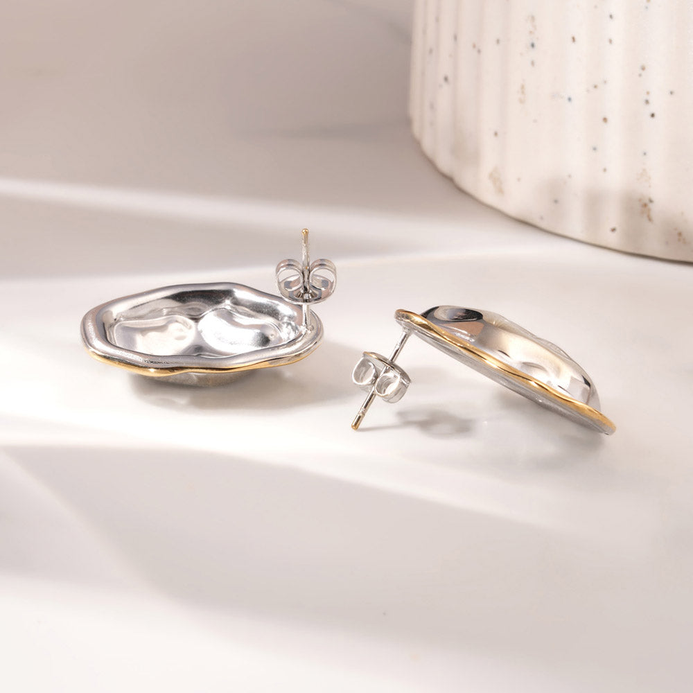 Hammered Stone Stud Earrings