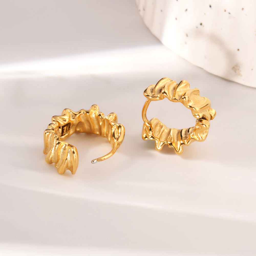 Textured Wavy Hoop Earrings