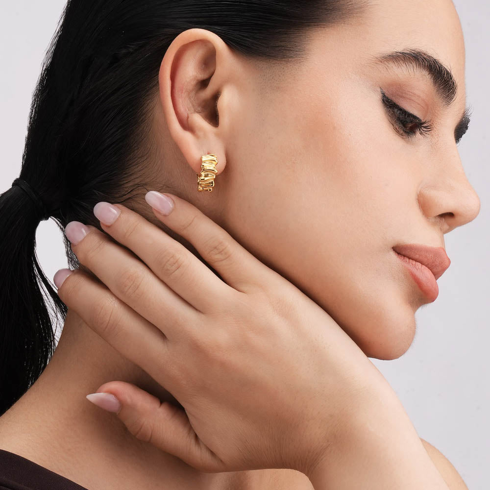 Textured Wavy Hoop Earrings