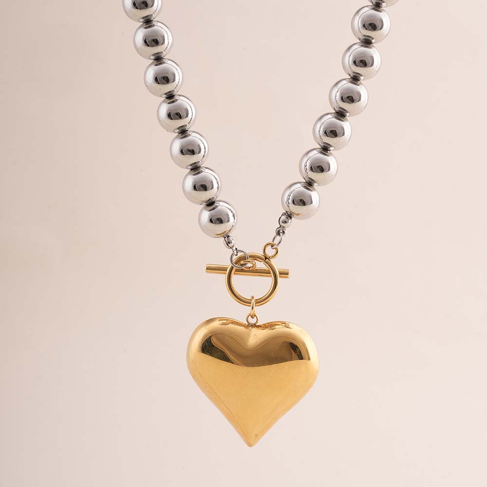 Golden Heart Beaded Necklace
