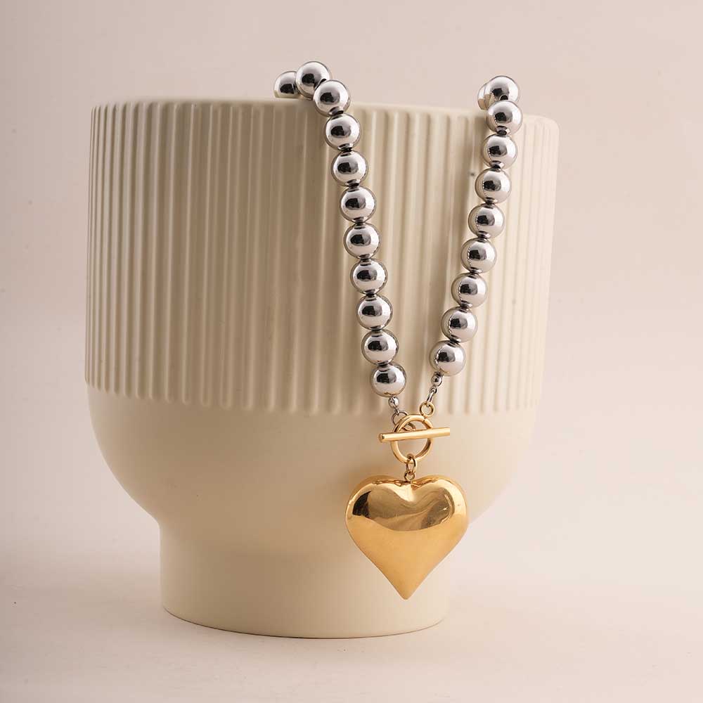 Golden Heart Beaded Necklace