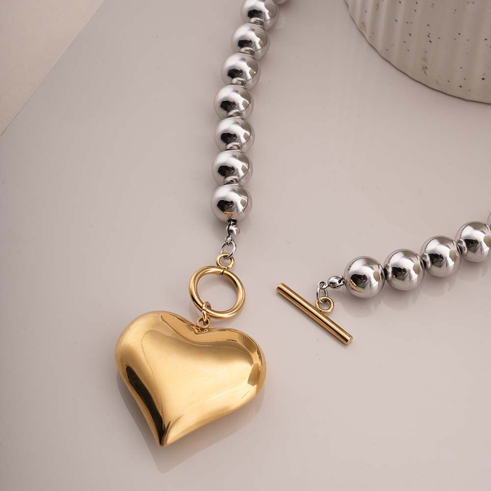 Golden Heart Beaded Necklace