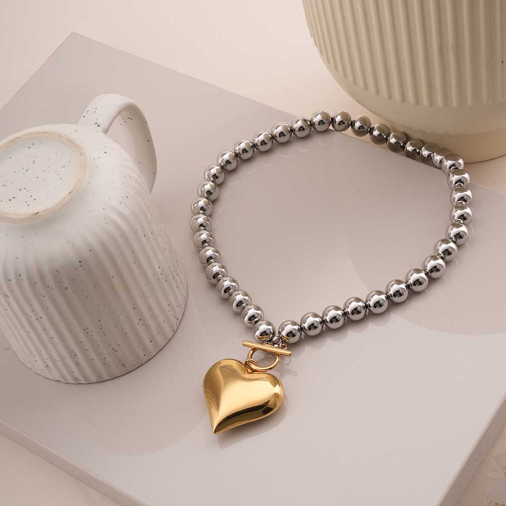 Golden Heart Beaded Necklace
