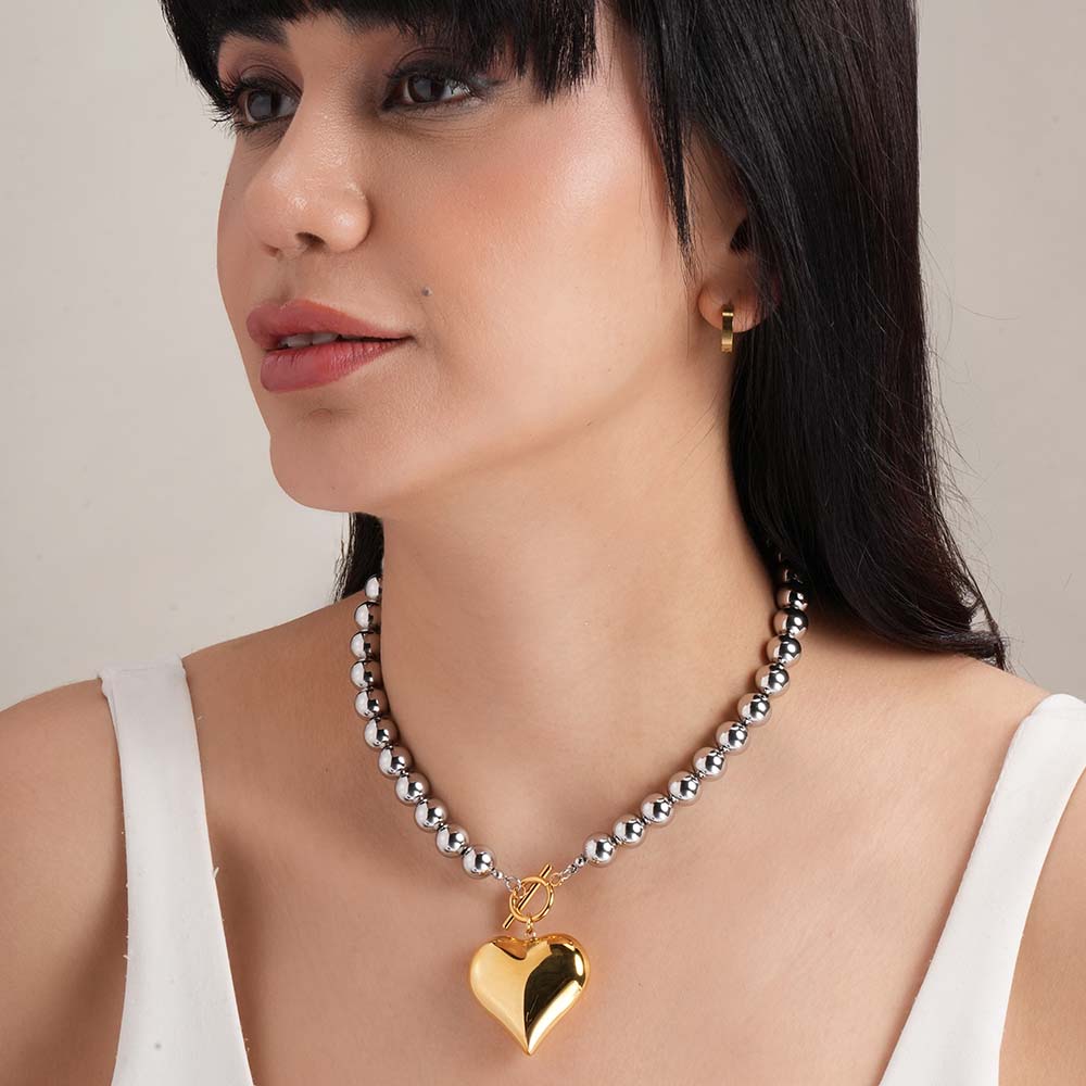Golden Heart Beaded Necklace