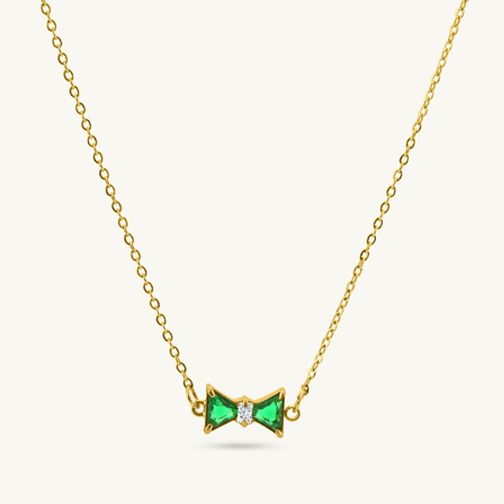 Emerald Elegance Bow Necklace