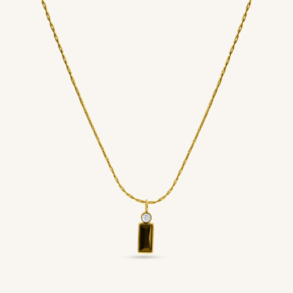 Sleek Black Bar Pendant Necklace