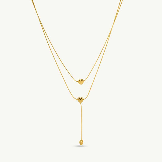 Double Layered Golden Heart Necklace