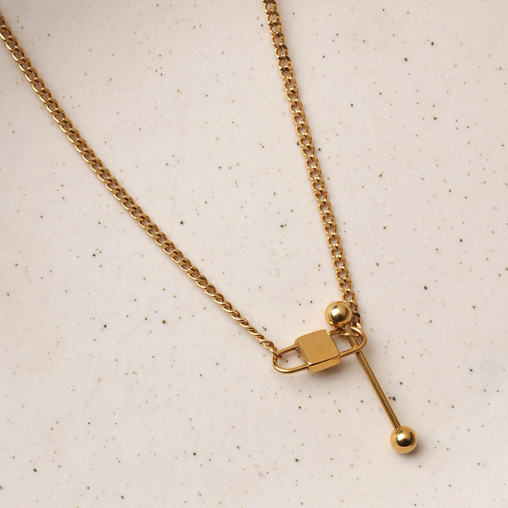 Golden T-Bar Charm Necklace