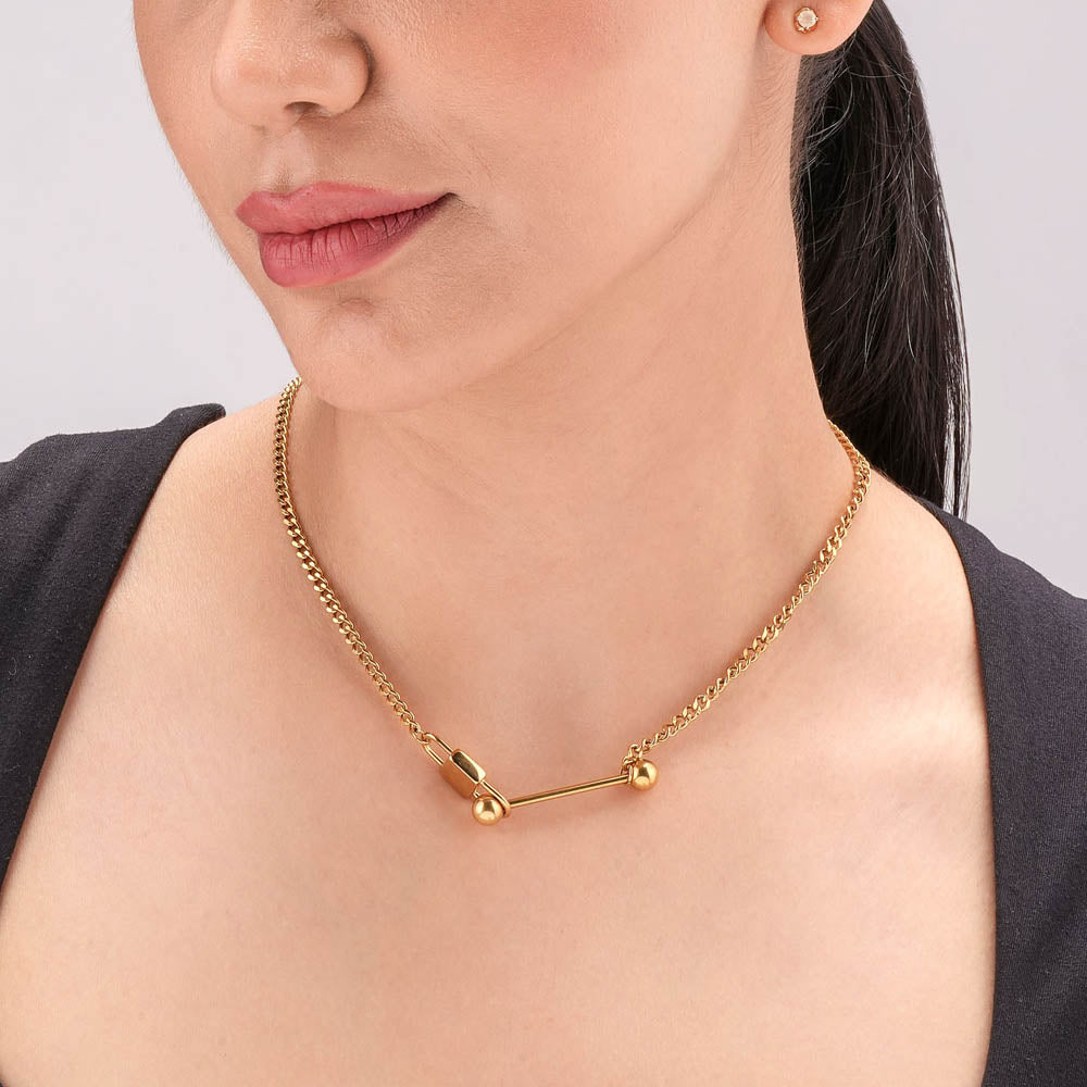 Golden T-Bar Charm Necklace