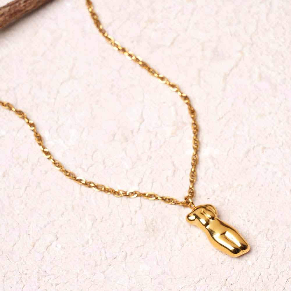 Golden Muse Abstract Pendant Necklace