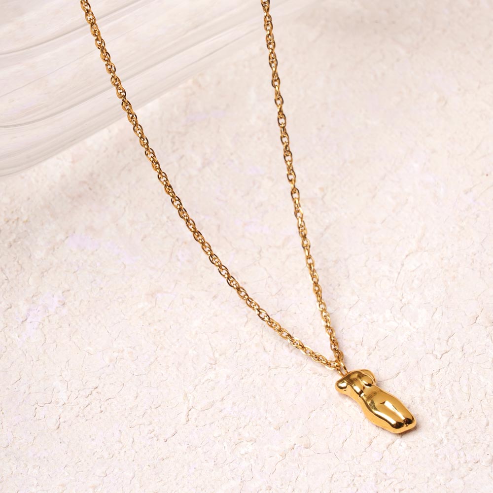 Golden Muse Abstract Pendant Necklace