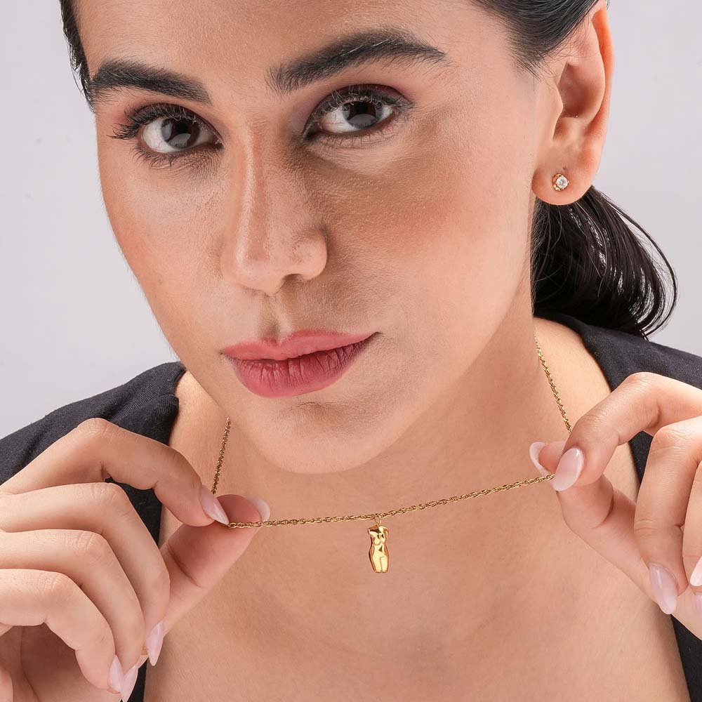 Golden Muse Abstract Pendant Necklace