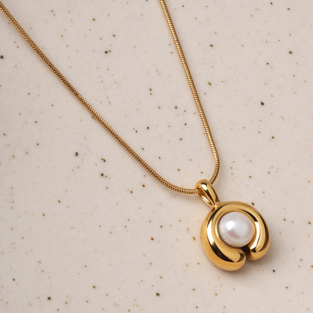 Golden Orb Pearl Necklace