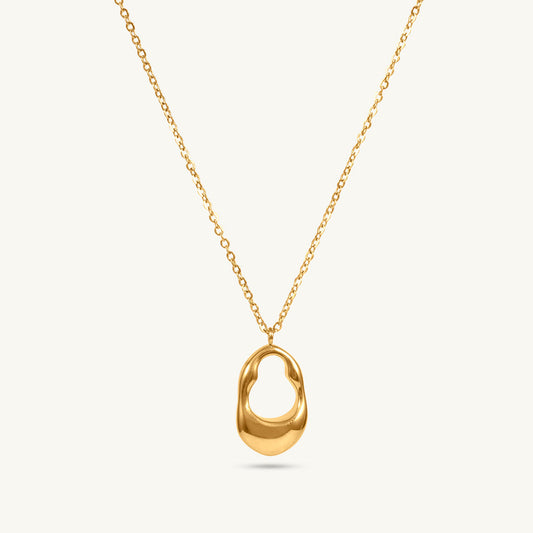 Golden Oval Luxe Drop Necklace