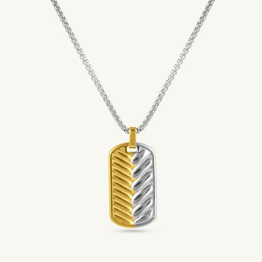 Sculpted Dual-Tone Pendant Necklace