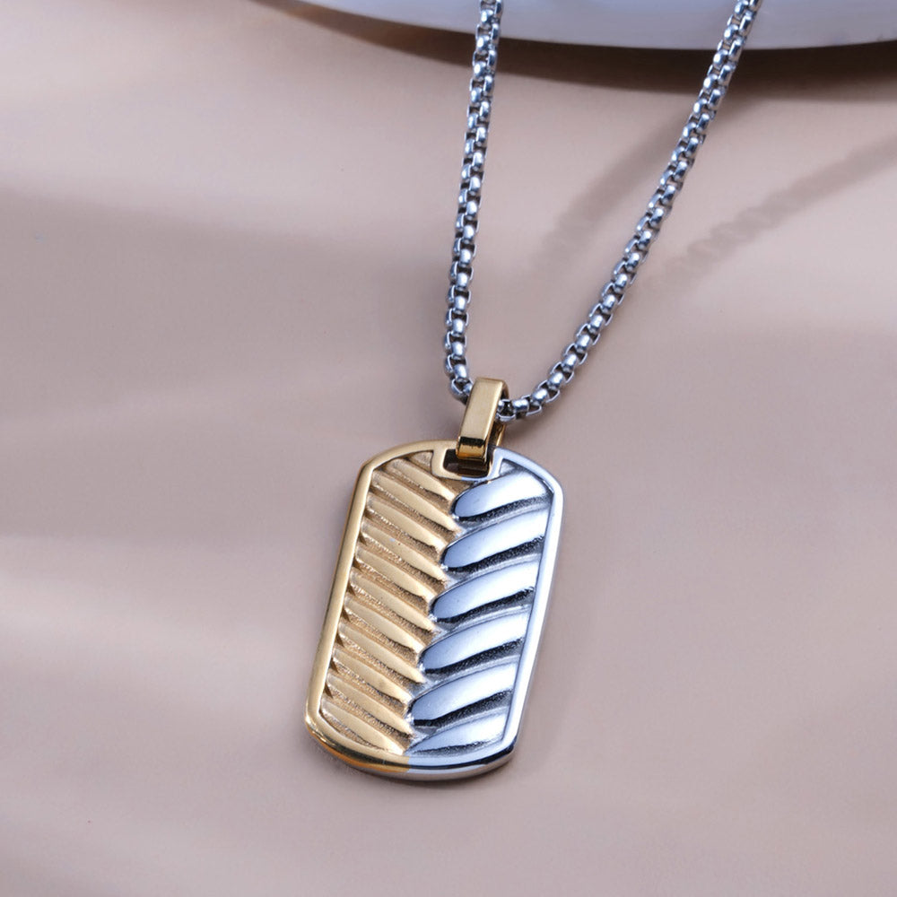 Sculpted Dual-Tone Pendant Necklace