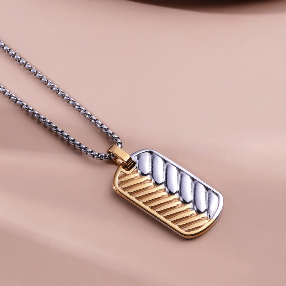 Sculpted Dual-Tone Pendant Necklace