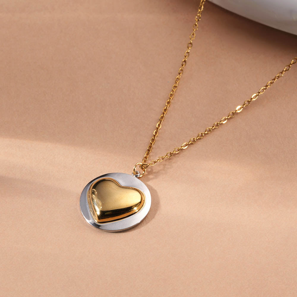 Statement Heart Circle Pendant Necklace