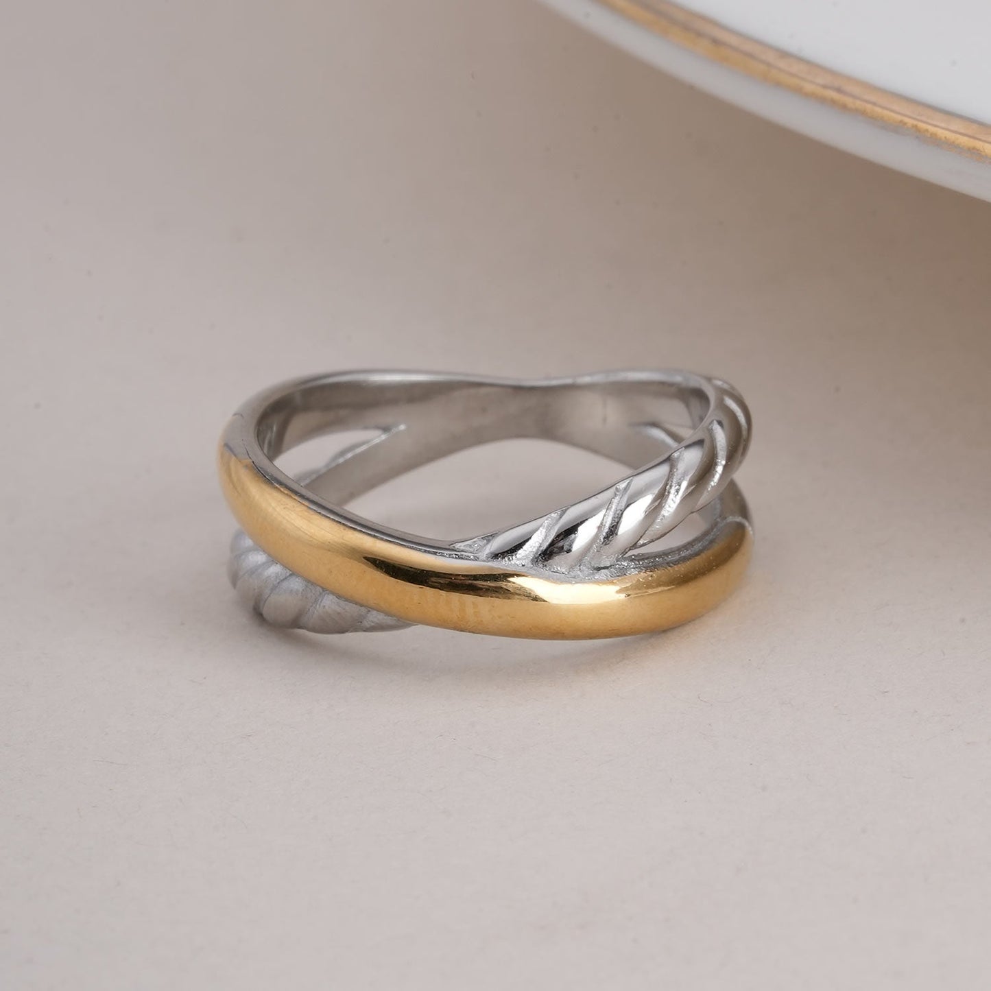Two-Tone Twist Design Ring
